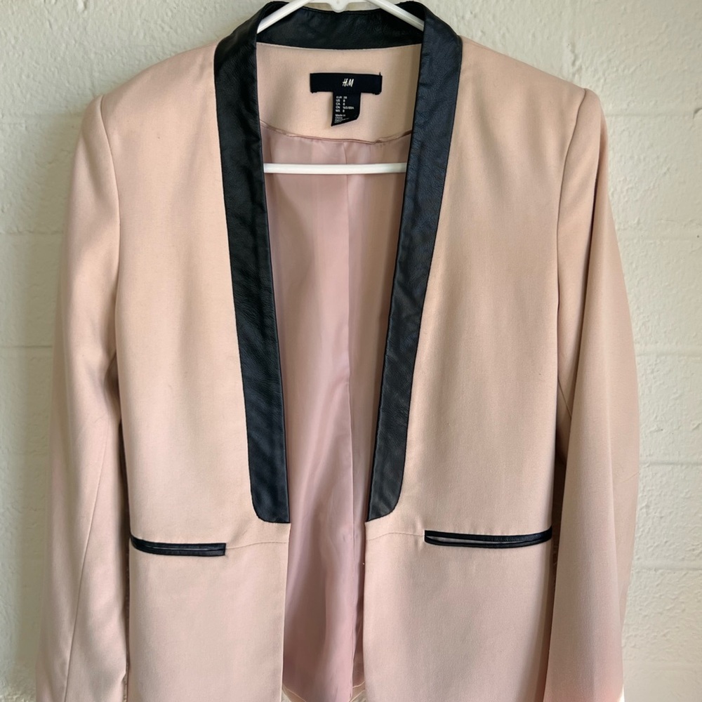 H&M Women's Blush Blazer with Black Accents